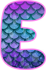 Hand drawn mermaid uppercase alphabet E