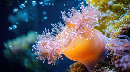 Close-up of a vibrant sea anemone underwater.