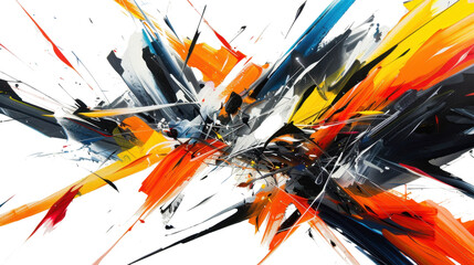 Colorful abstract painting exploding with vivid colors on transparent background