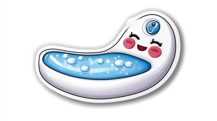Obraz premium Cute Cartoon Water Droplet Character with Smile and Bubbles