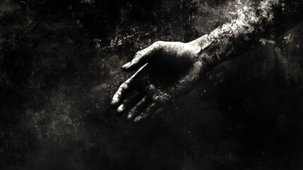 Grunge style handshake symbolizing unity and connection in a dark textured setting. Generative AI
