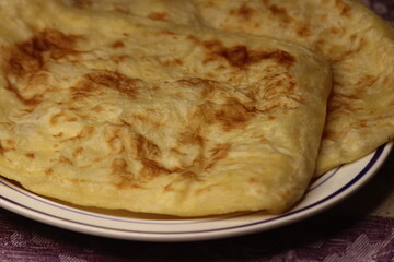 A close-up of the traditional Moroccan flatbread known as Msemmen or Msemen