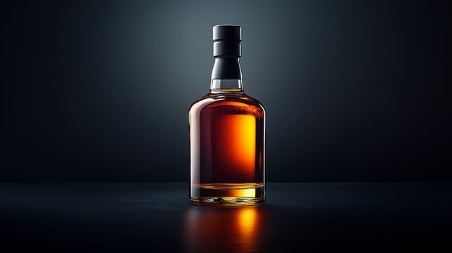 Elegant Whisky Bottle on Deep Navy / 濃紺を背にしたエレガントなウイスキーボトル