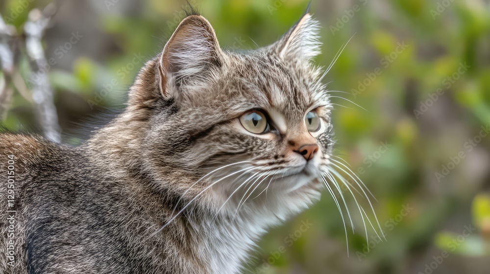 Aufkleber a close-up of a fluffy cat's whiskers with a softly blurred background and open space for creative o