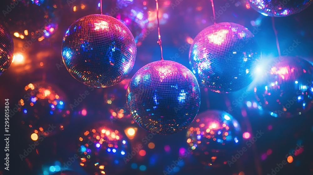 Aufkleber illuminated mirrored disco balls hanging from above create a dazzling display
