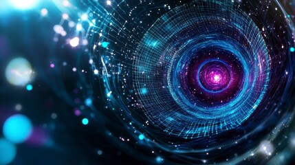 Fototapeta premium Vivid Cosmic Swirl with Blue and Purple Light Effects in Space