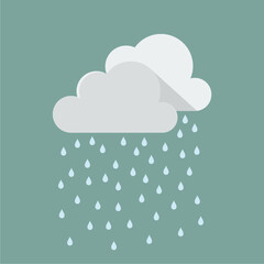 Flat design style vector illustration of clouds and rain
