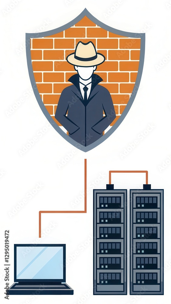 Poster understanding firewall cracking through vector icon design for cybersecurity representation. generat