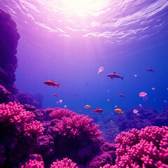 Fototapeta premium Pristine Plastic-Free Ocean with Vibrant Marine Life and Coral Reefs