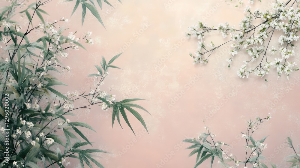 Poster elegant pale pink wallpaper with a soft matte finish, offering a blank canvas for adding text or oth