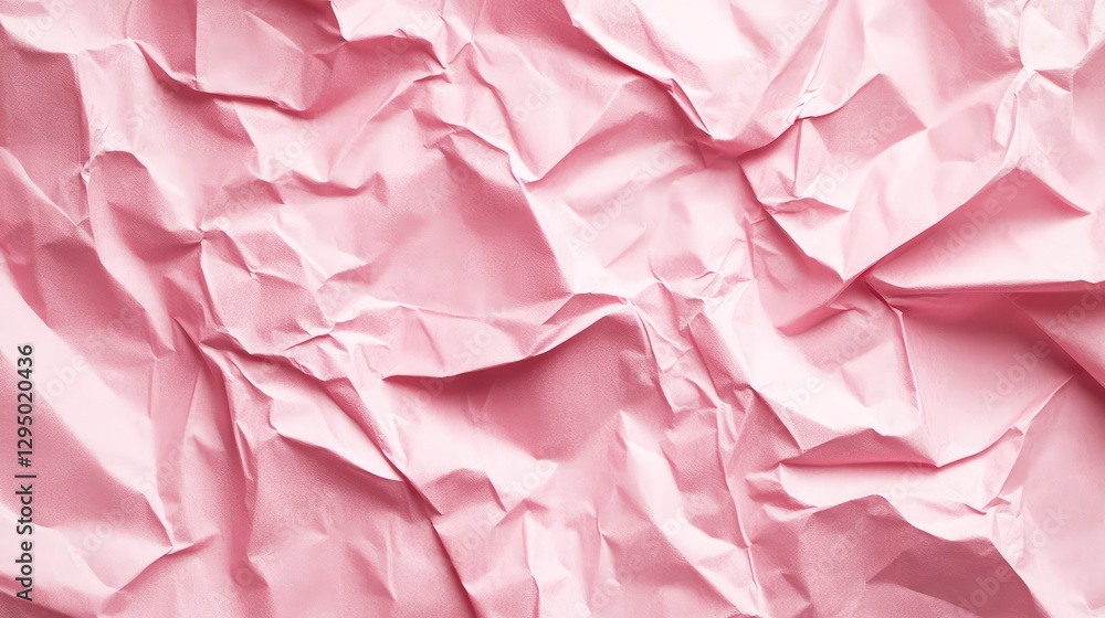 Poster light pink crinkled paper texture with soft shadows, offering clear space for text or design element
