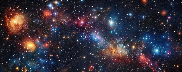 Naklejka premium A breathtaking image showcasing a vibrant cluster of stars twinkling against a deep, dark night sky.