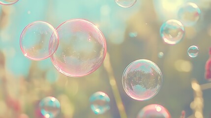 Soft pink bubbles gently rising against a muted pastel background, with open space around for creative overlays or text.