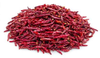 Naklejka premium Heap of dried red chili peppers isolated on white background.