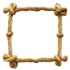 Rope frame square design rustic isolated on transparent background