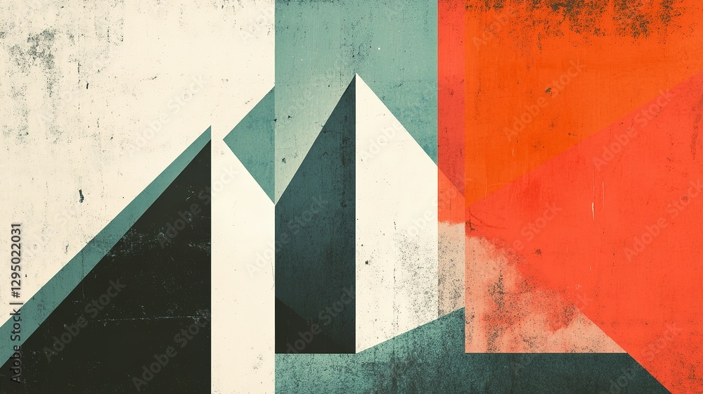 Poster abstract geometric shapes arranged with varying colors and textures