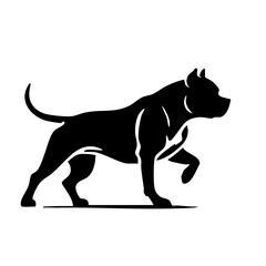 Obraz premium Silhouette of a strong pit bull in motion