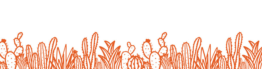 cactus pattern illustration orange © Melissa Heffernan