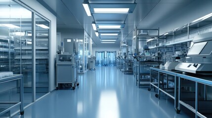 Obraz premium State-of-the-Art Pharmaceutical Manufacturing Facility Showcasing a Modern Medical Warehouse with Advanced Production and Quality Control Processes