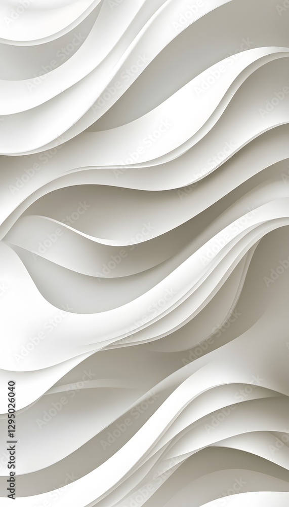 Poster abstract representation of undulating white paper sheets with shadows