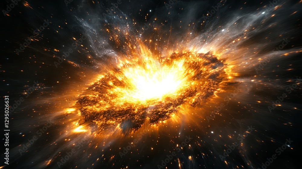 Poster explosive supernova event illuminating the vast expanse of space during a cosmic phenomenon in the u