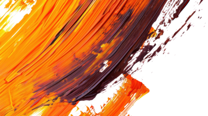Orange and brown brushstrokes creating dynamic painting effect on transparent background