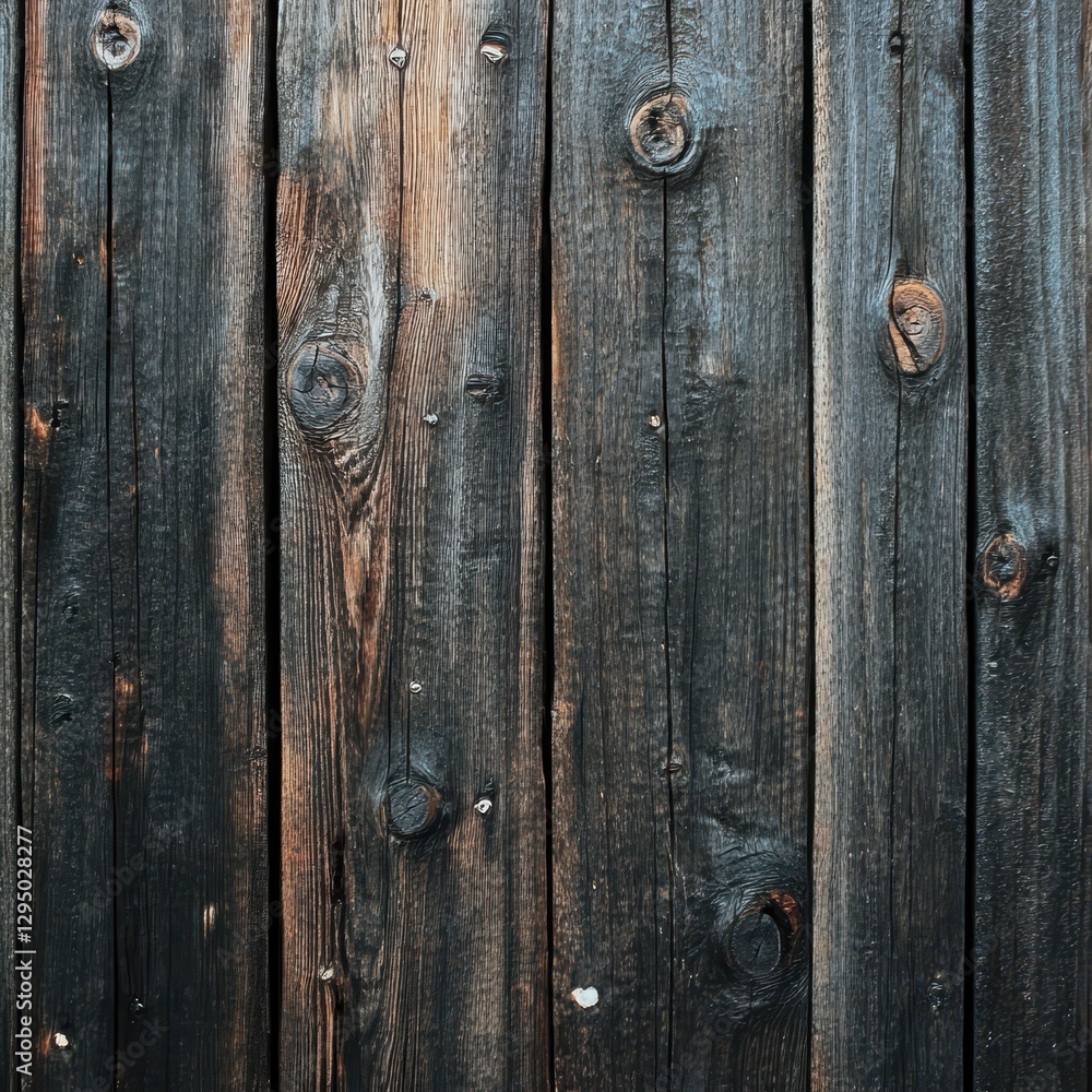 Poster a close-up view of a rustic wooden fence, showcasing a cluster of shiny, rusted nails embedded in it