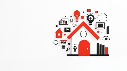 Fototapeta premium Home automation solutions digital space infographic design modern technology
