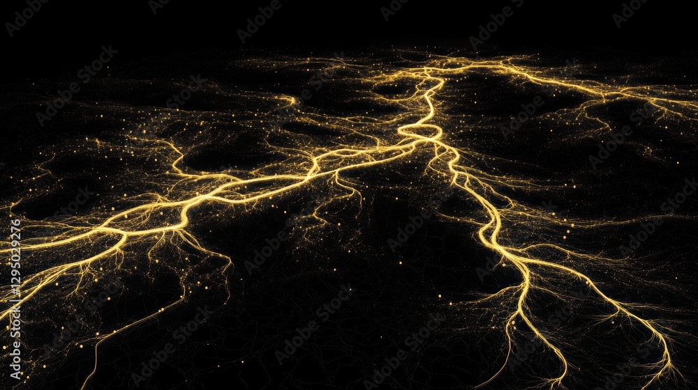 Poster abstract image representing glowing energy pathways resembling neural connections and cosmic network