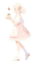watercolor girl illustration, generation AI 