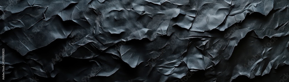 Poster a close-up view of a textured black wall, seamlessly blending into a deep black background, creating