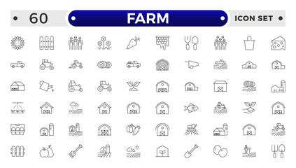 Farm, Farming, Agriculture - outline web icon set. Contains such Icons as Greenhouse, Haystack, Harvest and more. Outline icons collection.