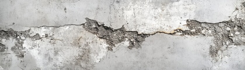 Obraz premium A close-up view of a textured wall featuring a prominent crack that runs diagonally across the surface.