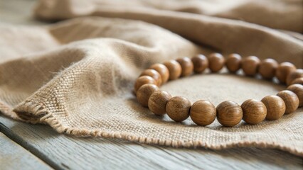 Meditation inspirational text. Meditation-inspired image featuring a close-up of a wooden mala bead bracelet symbolizing calm and mindfulness. Peace Calm Quotes.