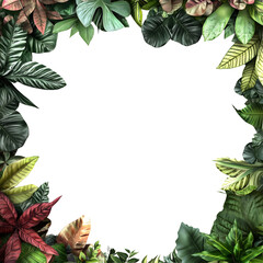 Fototapeta premium Floral and leaves set natural border isolated on transparent background