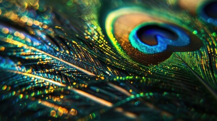 Vibrant Peacock Feather Close-Up Image