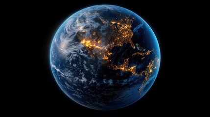 Naklejka premium High-resolution view of earth from space showcasing continents and cloud formations in the atmosphere