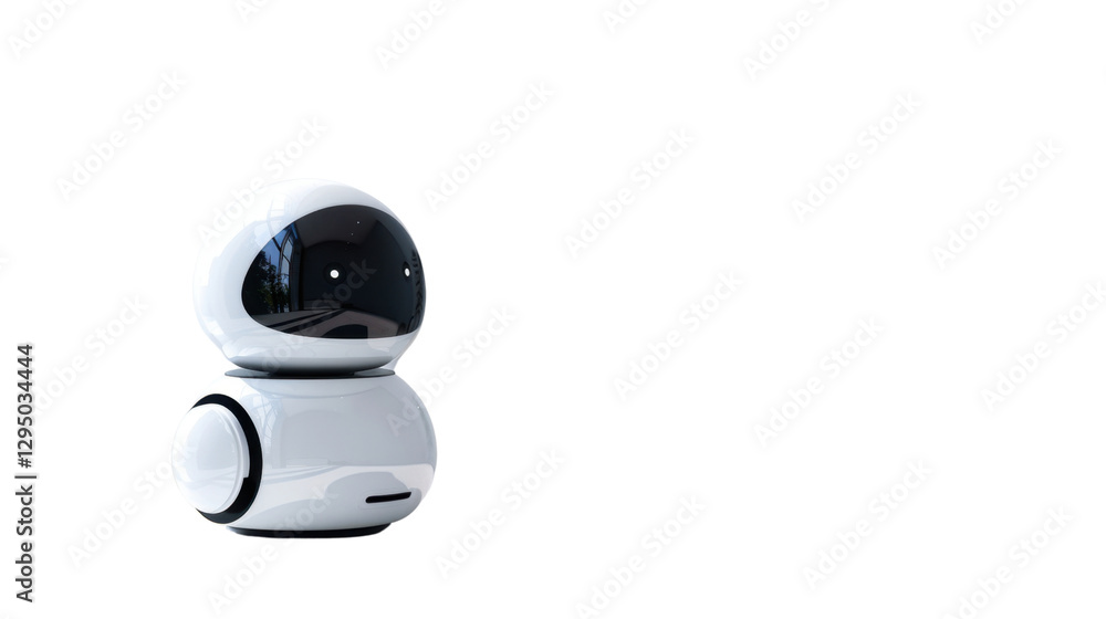 Poster white friendly robot standing on transparent background