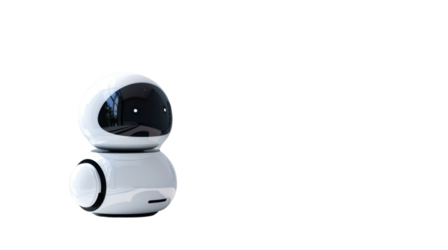 White friendly robot standing on transparent background
