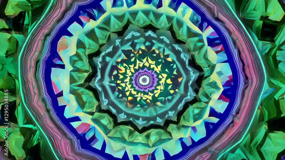 Poster colorful cosmic abstract animation with vibrant patterns and loops