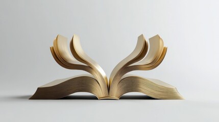 Open book, pages curled, white background, knowledge concept, education (1)