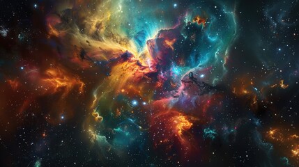 Fototapeta premium Stunning Cosmic Nebula in Vibrant Colors