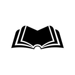 Open book silhouette icon isolated on white background