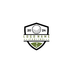 Golf logo badge with shield