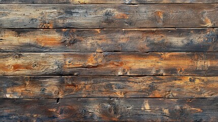 Naklejka premium Distressed Vintage Wooden Plank Wall with Natural Texture Details