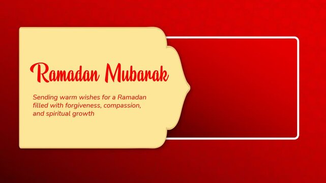 Animation of Happy Ramadhan Kareem greetings. Arabic calligraphy, lantern and mosque silhouette. Welcome Ramadan. Ramadan Mubarak. Marhaban ya Ramadhan