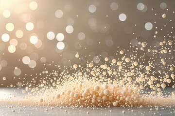 Serene Beige Digital Particles with Bokeh Effect in Calm Background