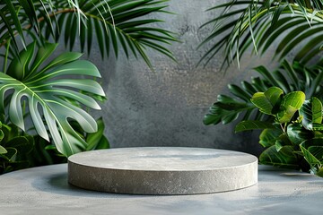 Clear Pixel Image of Stone Podium for Display Product with Natural Elements