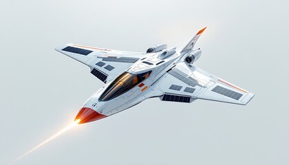 Futuristic Spaceship: Sleek Solar Wings in Flight