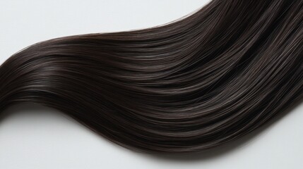 Smooth brunette hair flowing on white background.  Possible use Hair care advertisement
